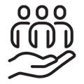 hand with three people on it icon