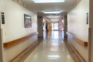 Facility wide hallway with chair rails