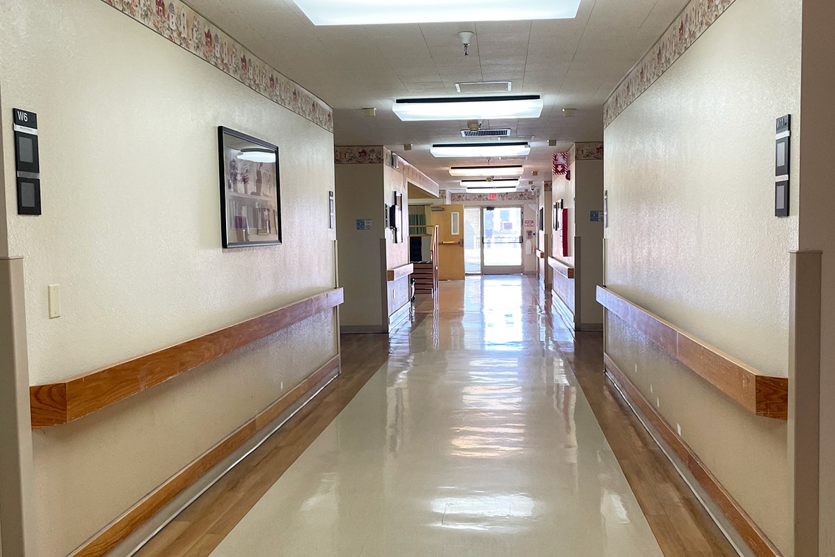 Facility wide hallway with chair rails